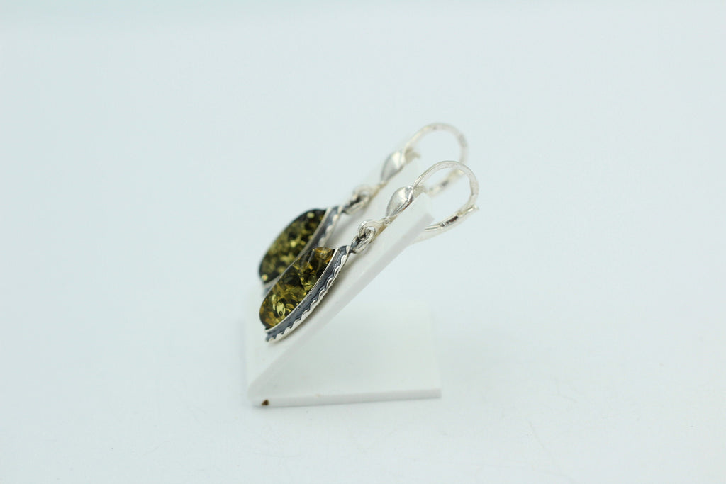 Bernstein Ohrhänger 925 Sterling Silber brauner Bernstein Brisur Top Edel