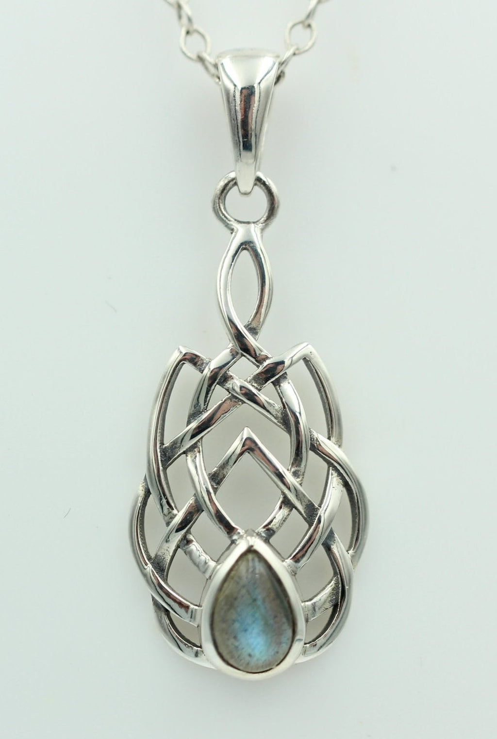 0,36 Labradorit Anhänger 925 Sterling Silber Collier Kette irrisierend