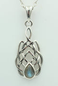 0,36 Labradorit Anhänger 925 Sterling Silber Collier Kette irrisierend