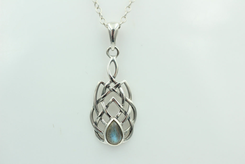 0,36 Labradorit Anhänger 925 Sterling Silber Collier Kette irrisierend