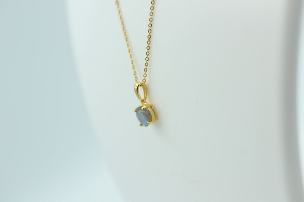 0,66 Carat Labradorit Anhänger 925 Silber hochwertig vergoldet Collier Kette Top