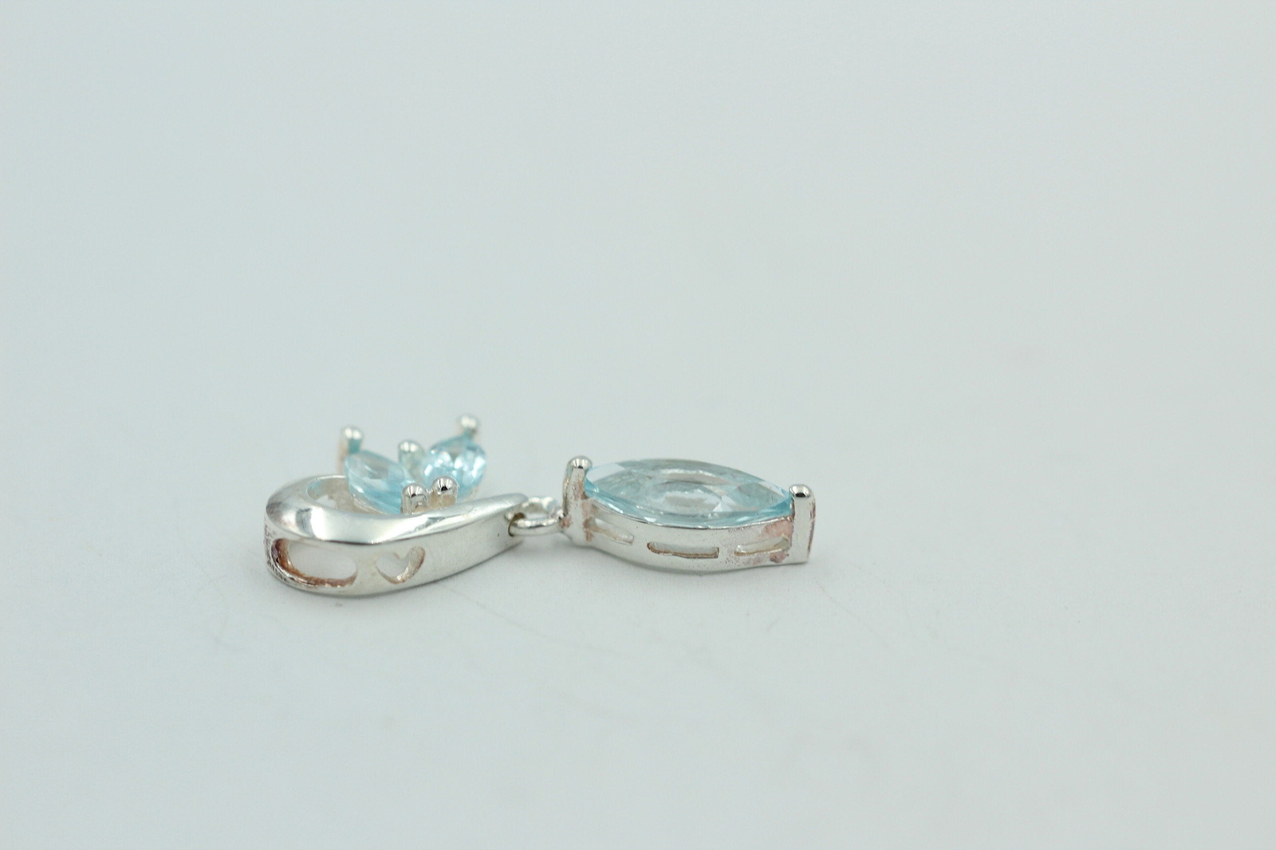 Edler 1,2 Carat Blautopas Design Anhänger 925 Silber Collier Kette blauer Topas