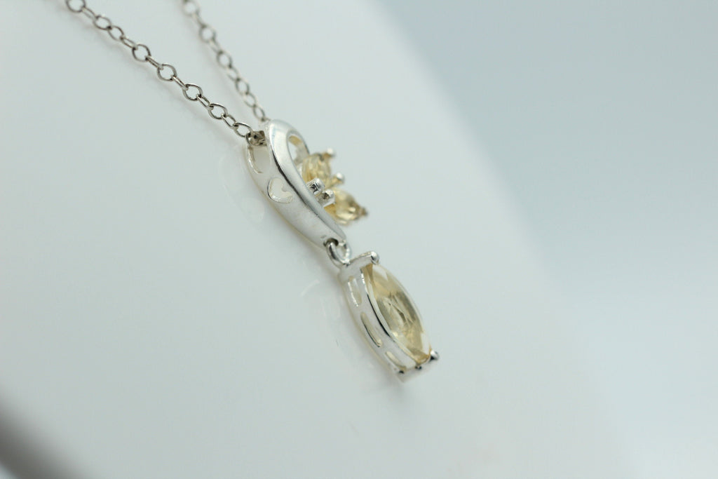 Edler 1,1 Carat Citrin Design Anhänger 925 Silber Collier Kette gelber Edelstein