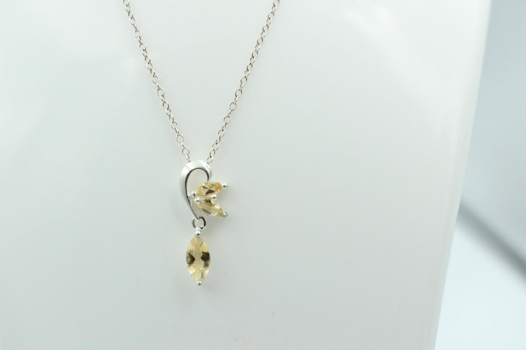 Edler 1,1 Carat Citrin Design Anhänger 925 Silber Collier Kette gelber Edelstein