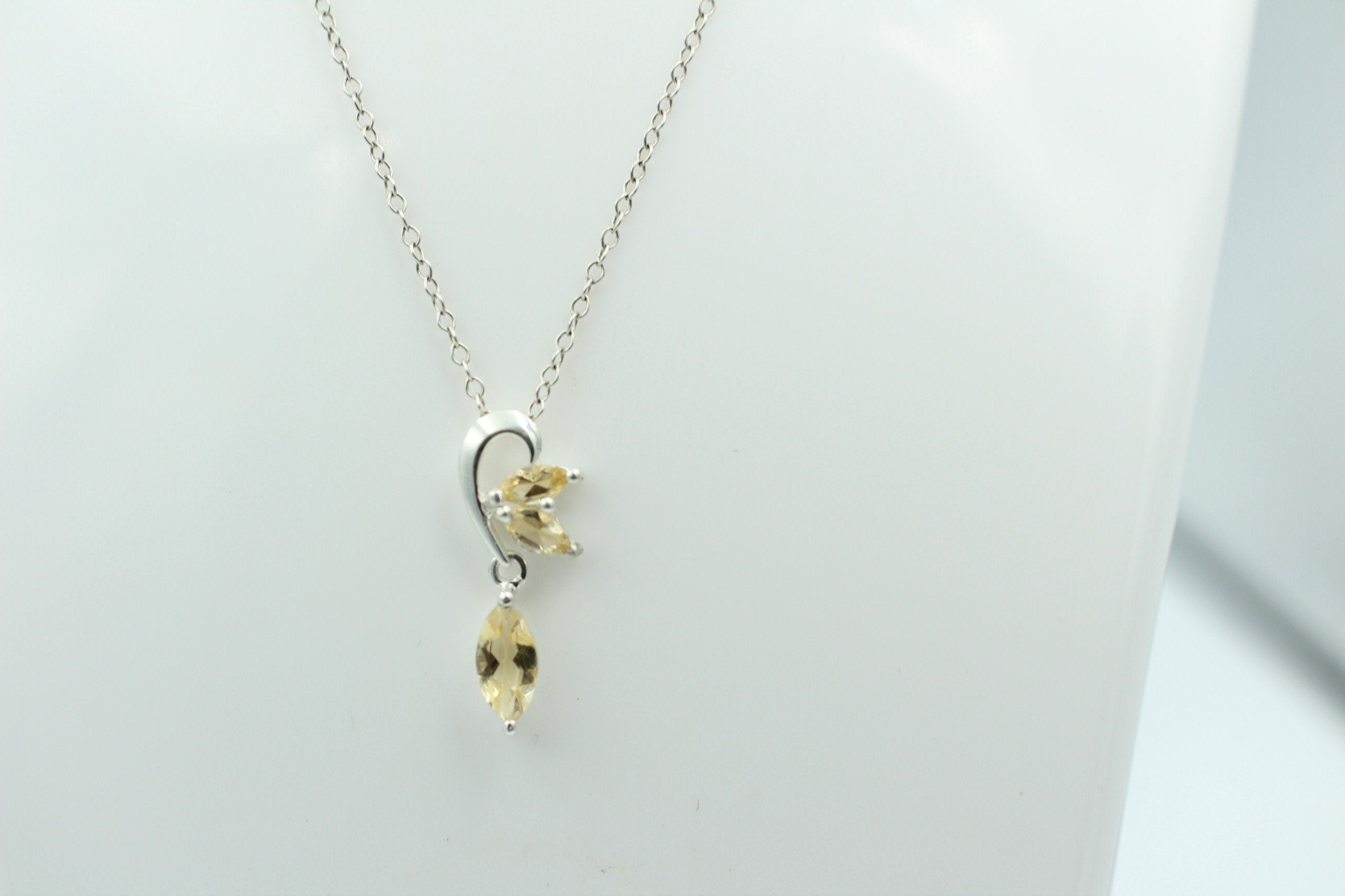 Edler 1,1 Carat Citrin Design Anhänger 925 Silber Collier Kette gelber Edelstein