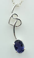 0,4 Carat Iolith Anhänger 925 Silber Collier Kette Wassersaphir Luchssaphir