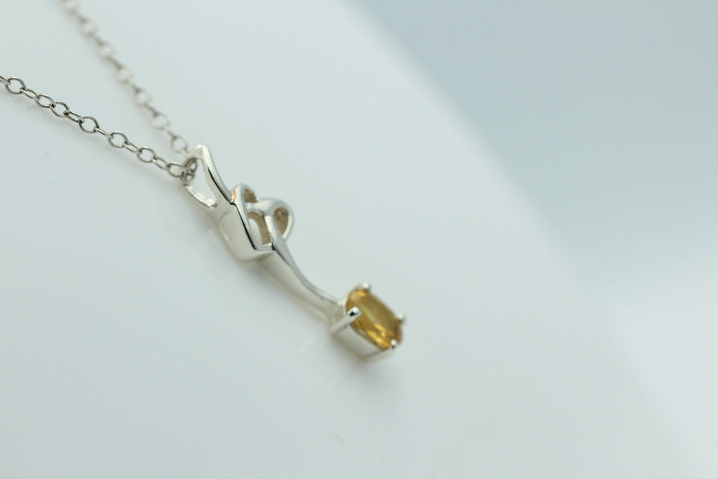0,4 Carat Citrin Anhänger 925 Silber Collier Kette Citrinanhänger Top Edel