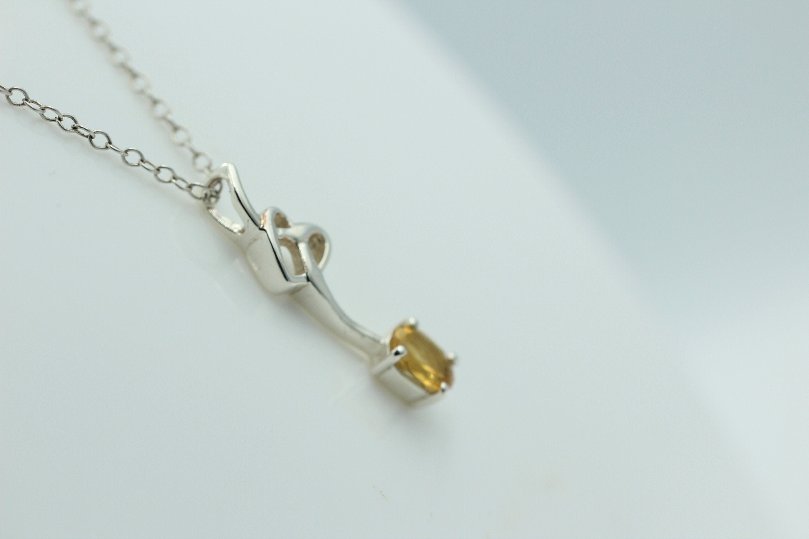 0,4 Carat Citrin Anhänger 925 Silber Collier Kette Citrinanhänger Top Edel