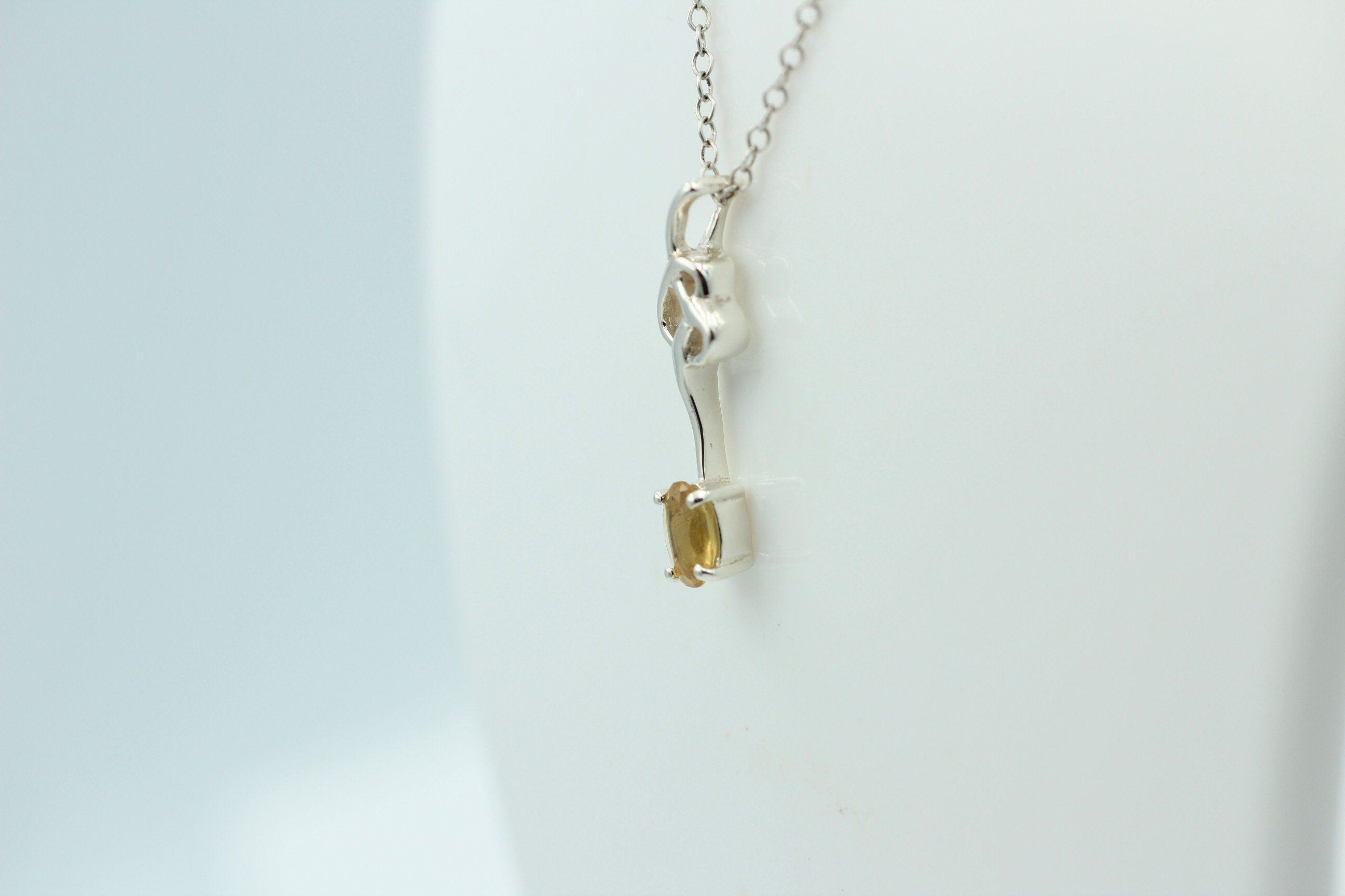 0,4 Carat Citrin Anhänger 925 Silber Collier Kette Citrinanhänger Top Edel