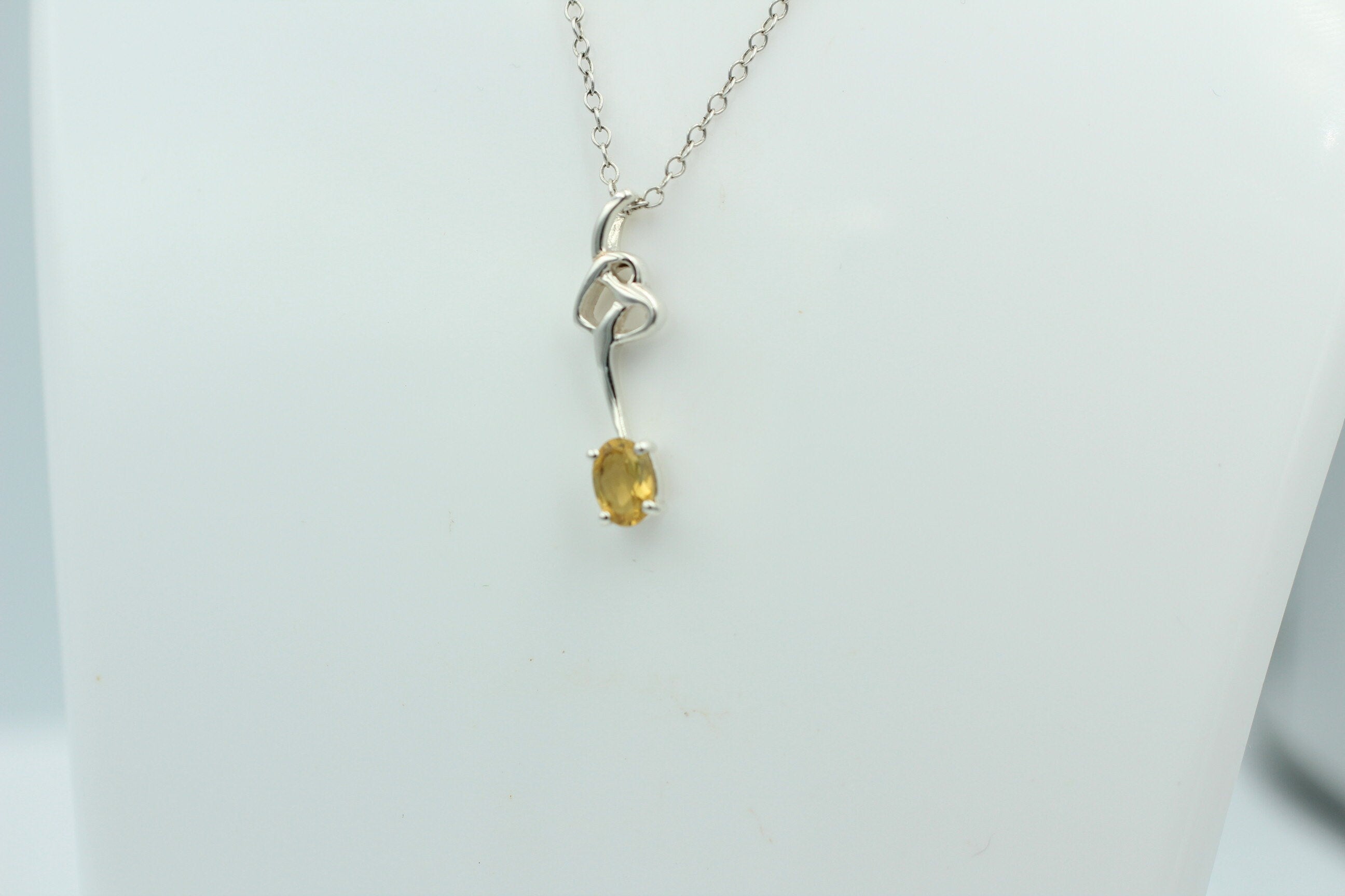 0,4 Carat Citrin Anhänger 925 Silber Collier Kette Citrinanhänger Top Edel