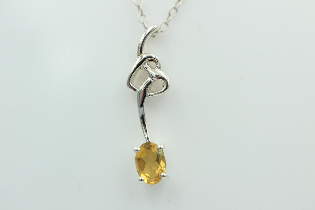 0,4 Carat Citrin Anhänger 925 Silber Collier Kette Citrinanhänger Top Edel