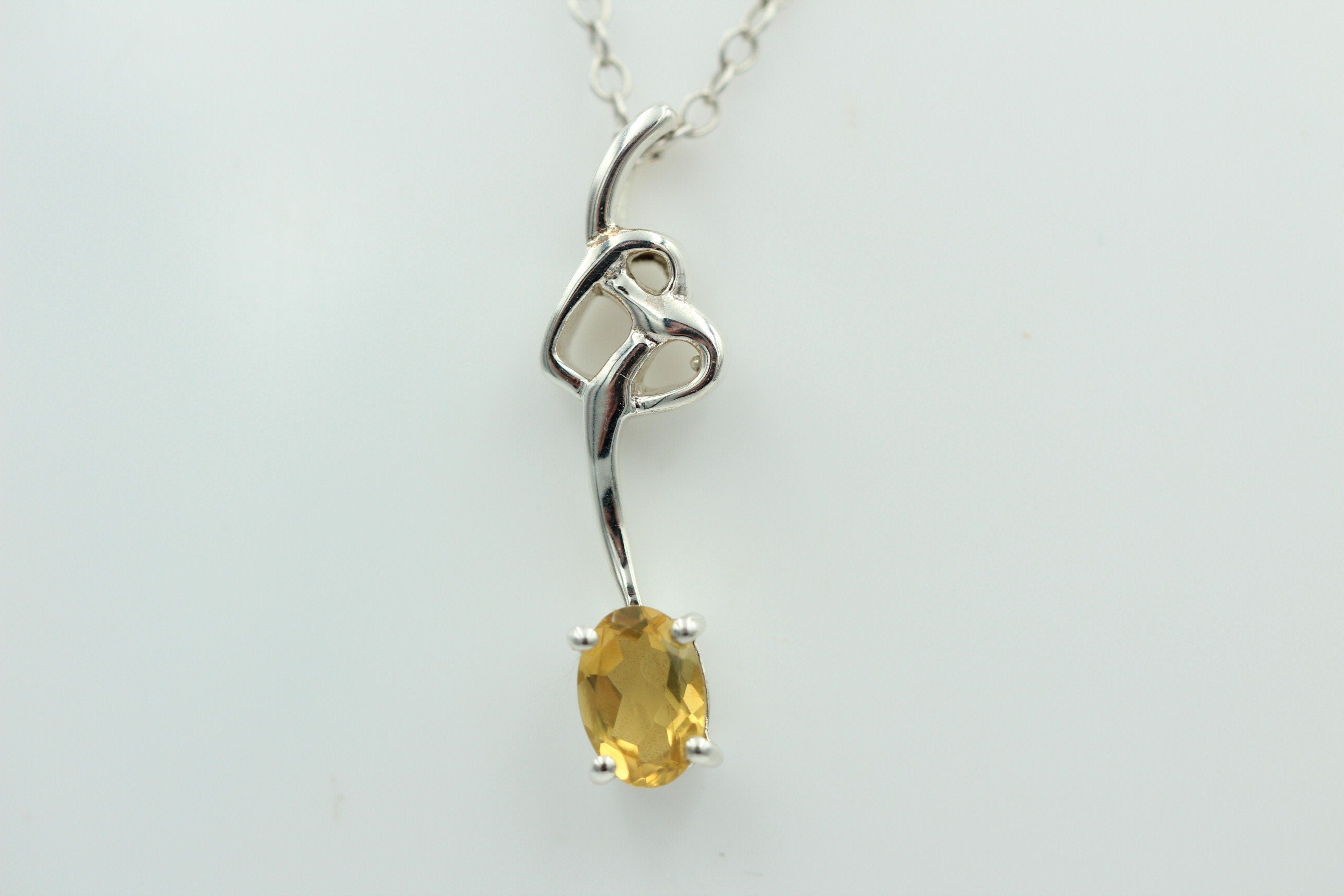 0,4 Carat Citrin Anhänger 925 Silber Collier Kette Citrinanhänger Top Edel