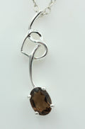 0,4 Carat Rauchquarz Anhänger 925 Silber Collier Kette Rauchtopasanhänger