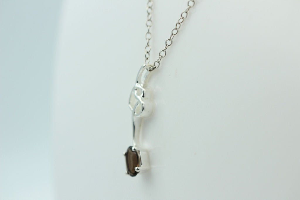 0,4 Carat Rauchquarz Anhänger 925 Silber Collier Kette Rauchtopasanhänger