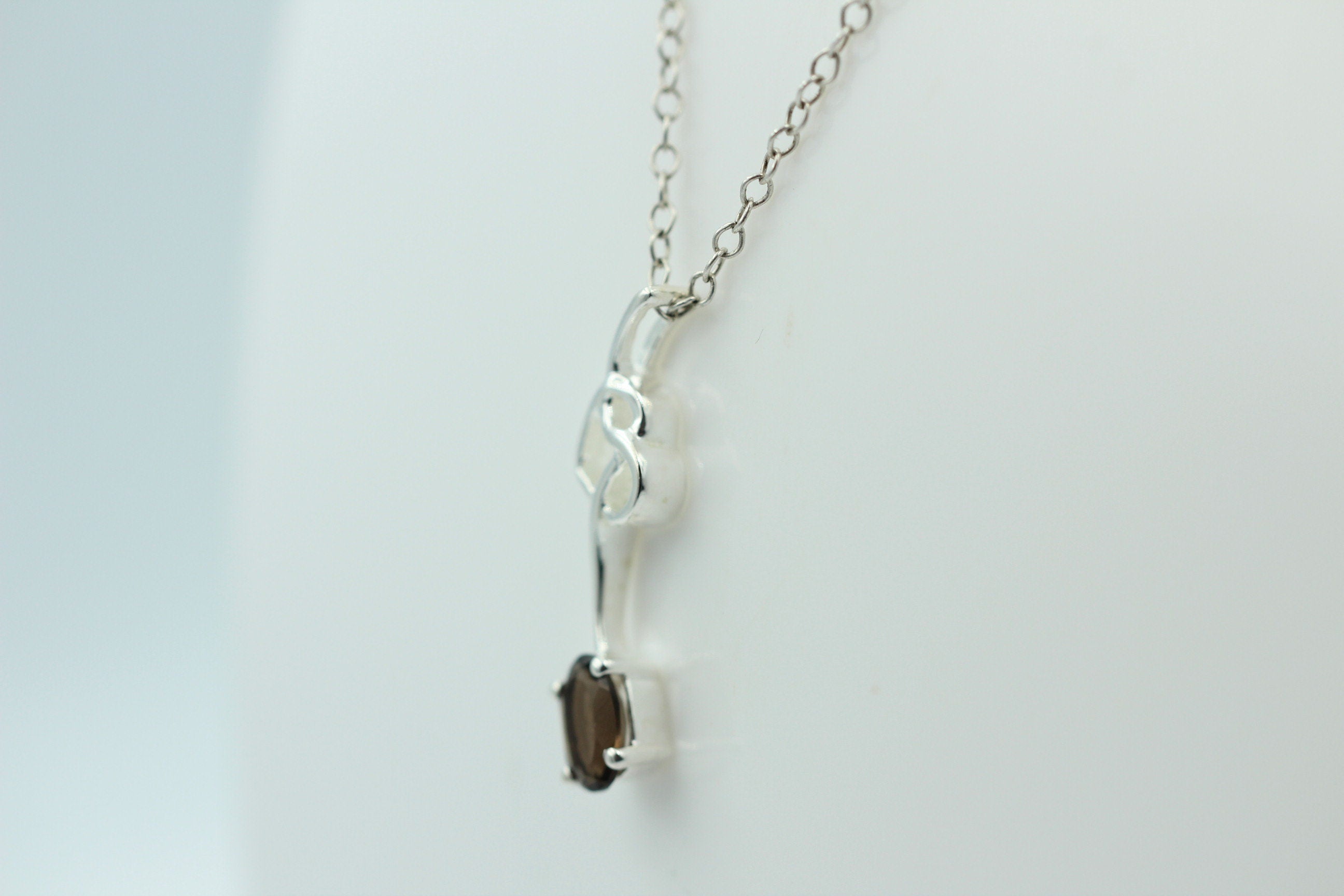0,4 Carat Rauchquarz Anhänger 925 Silber Collier Kette Rauchtopasanhänger