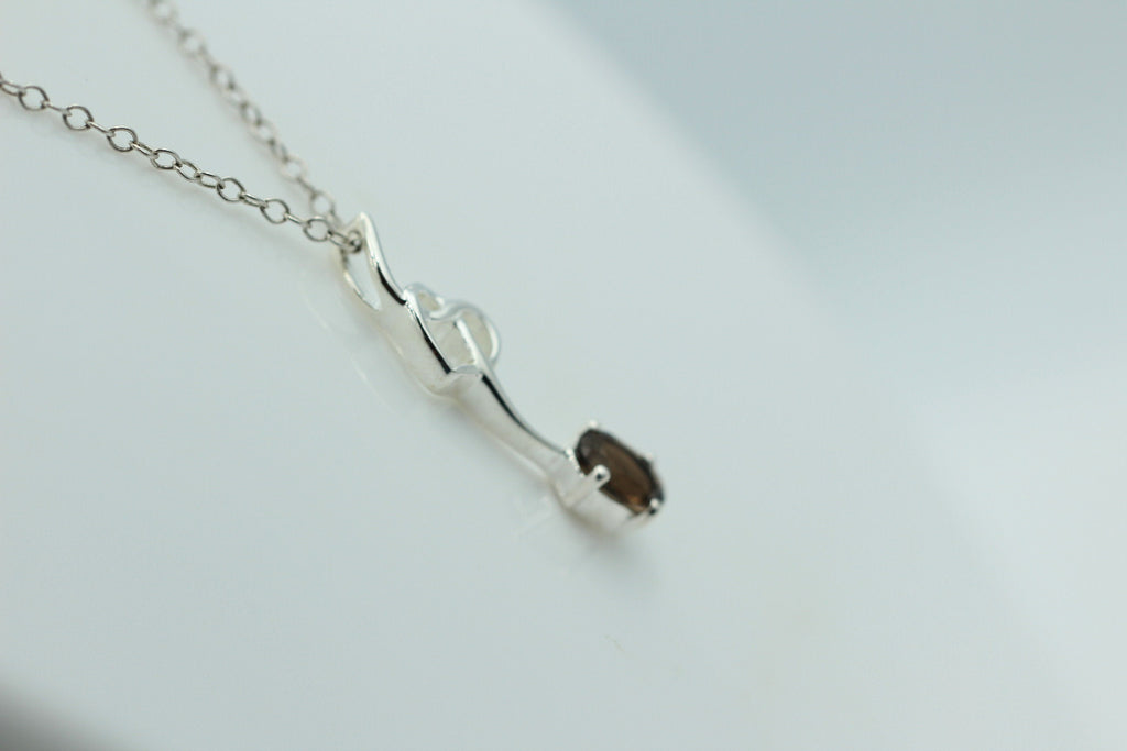 0,4 Carat Rauchquarz Anhänger 925 Silber Collier Kette Rauchtopasanhänger