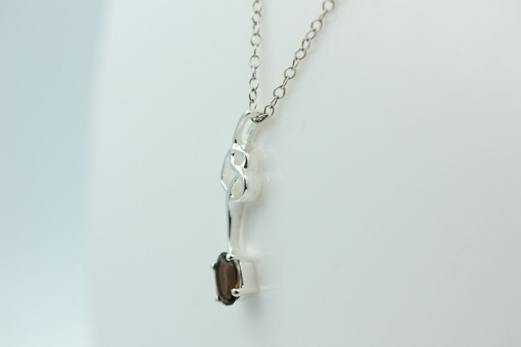 0,4 Carat Rauchquarz Anhänger 925 Silber Collier Kette Rauchtopasanhänger