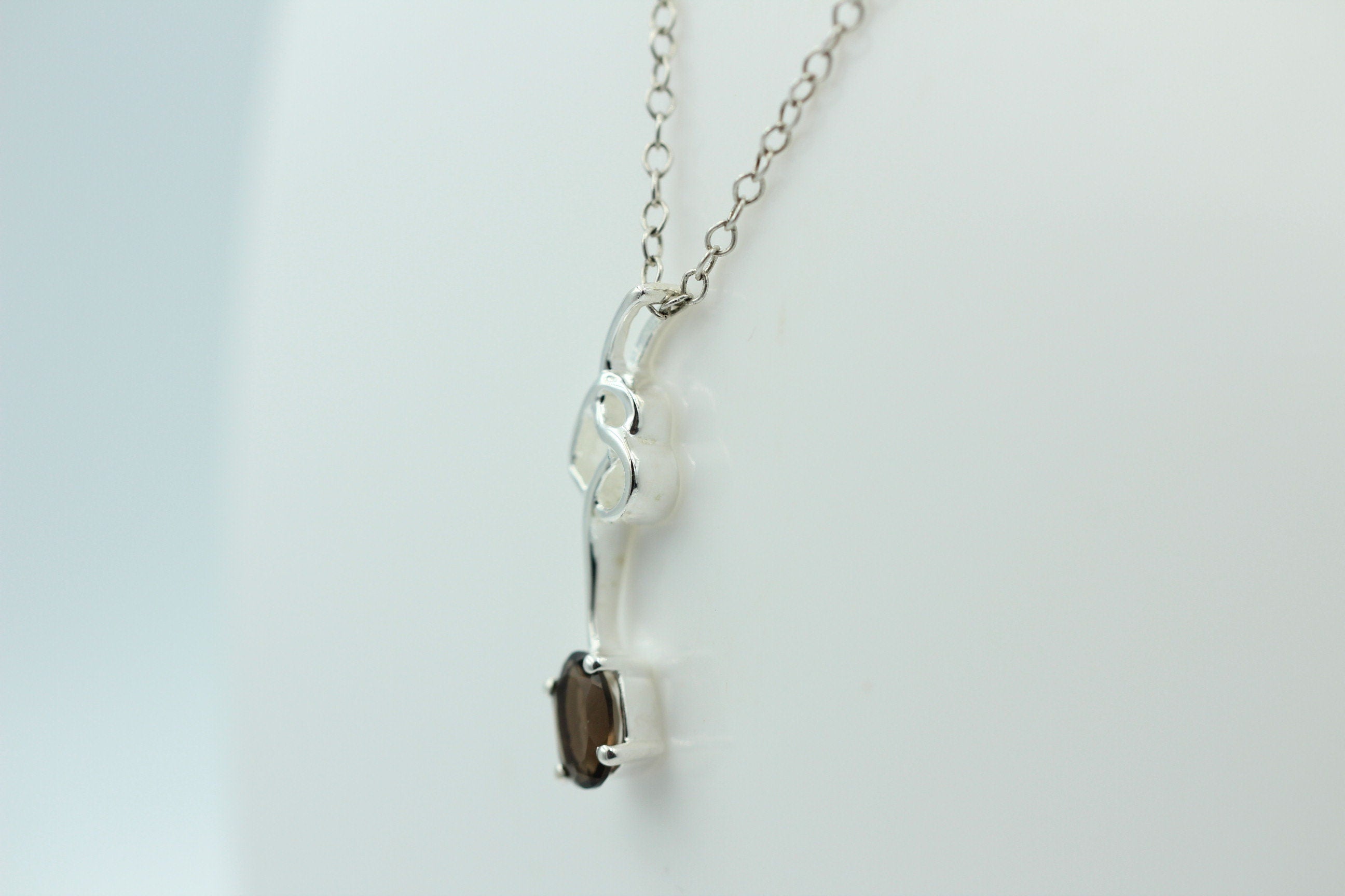 0,4 Carat Rauchquarz Anhänger 925 Silber Collier Kette Rauchtopasanhänger