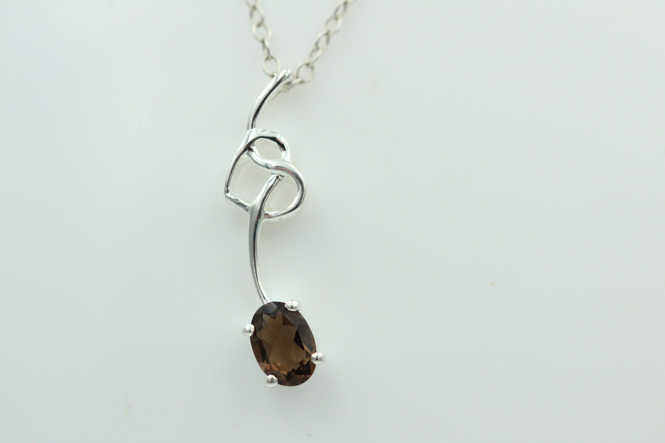 0,4 Carat Rauchquarz Anhänger 925 Silber Collier Kette Rauchtopasanhänger