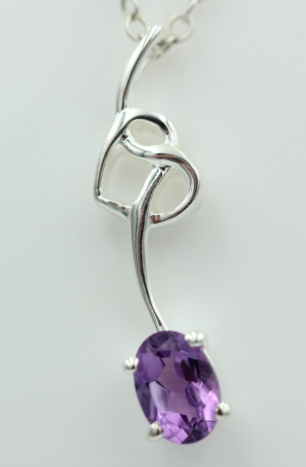 0,4 Carat Amethyst Anhänger 925 Silber Collier Kette Amethystanhänger Schmuck