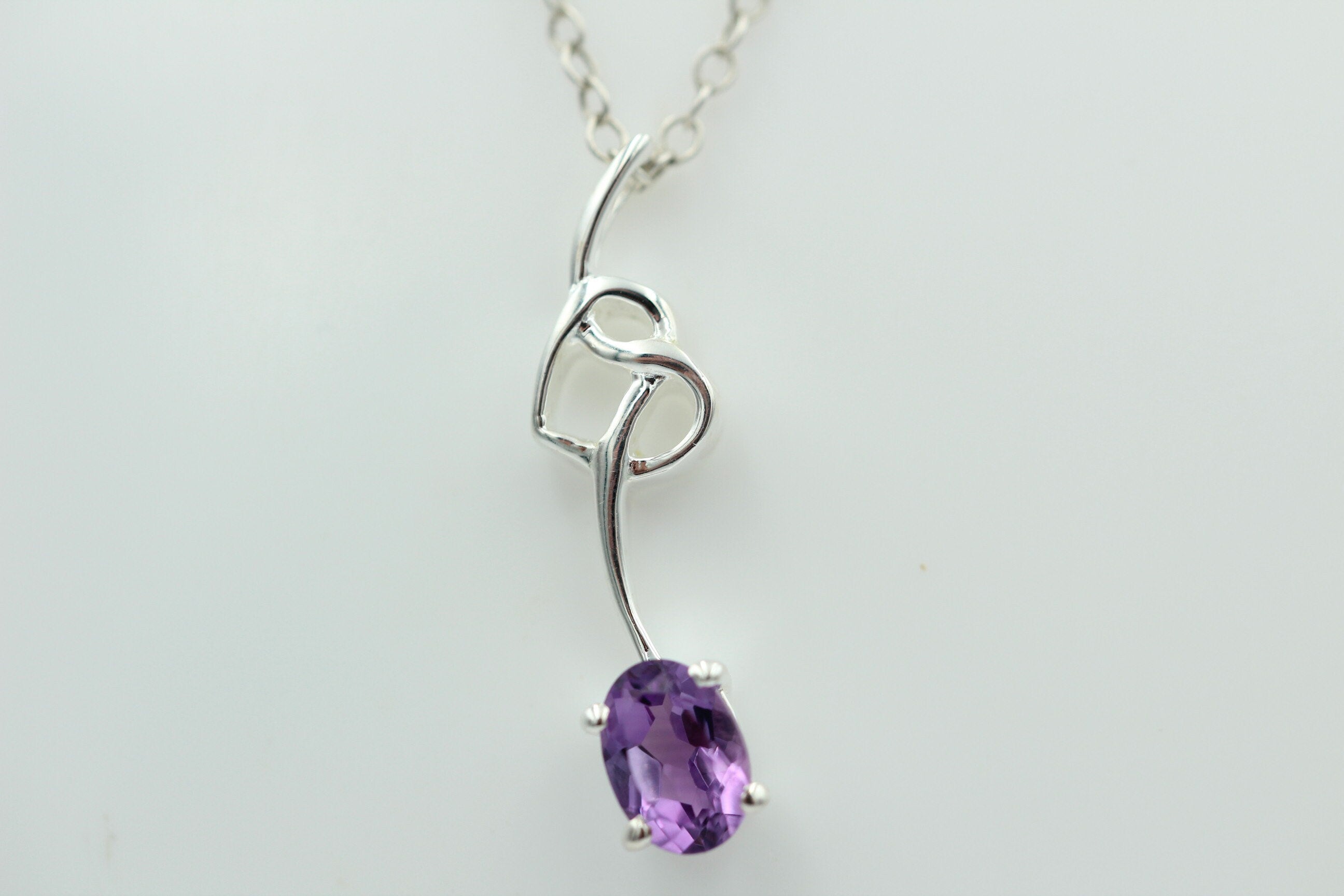 0,4 Carat Amethyst Anhänger 925 Silber Collier Kette Amethystanhänger Schmuck