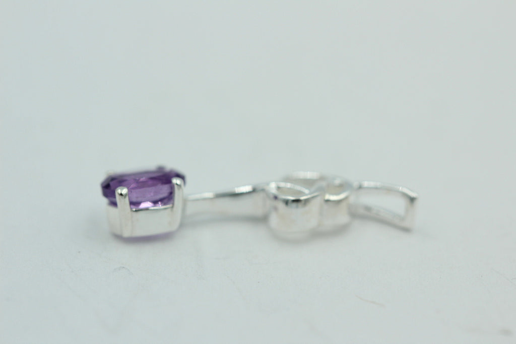 0,4 Carat Amethyst Anhänger 925 Silber Collier Kette Amethystanhänger Schmuck