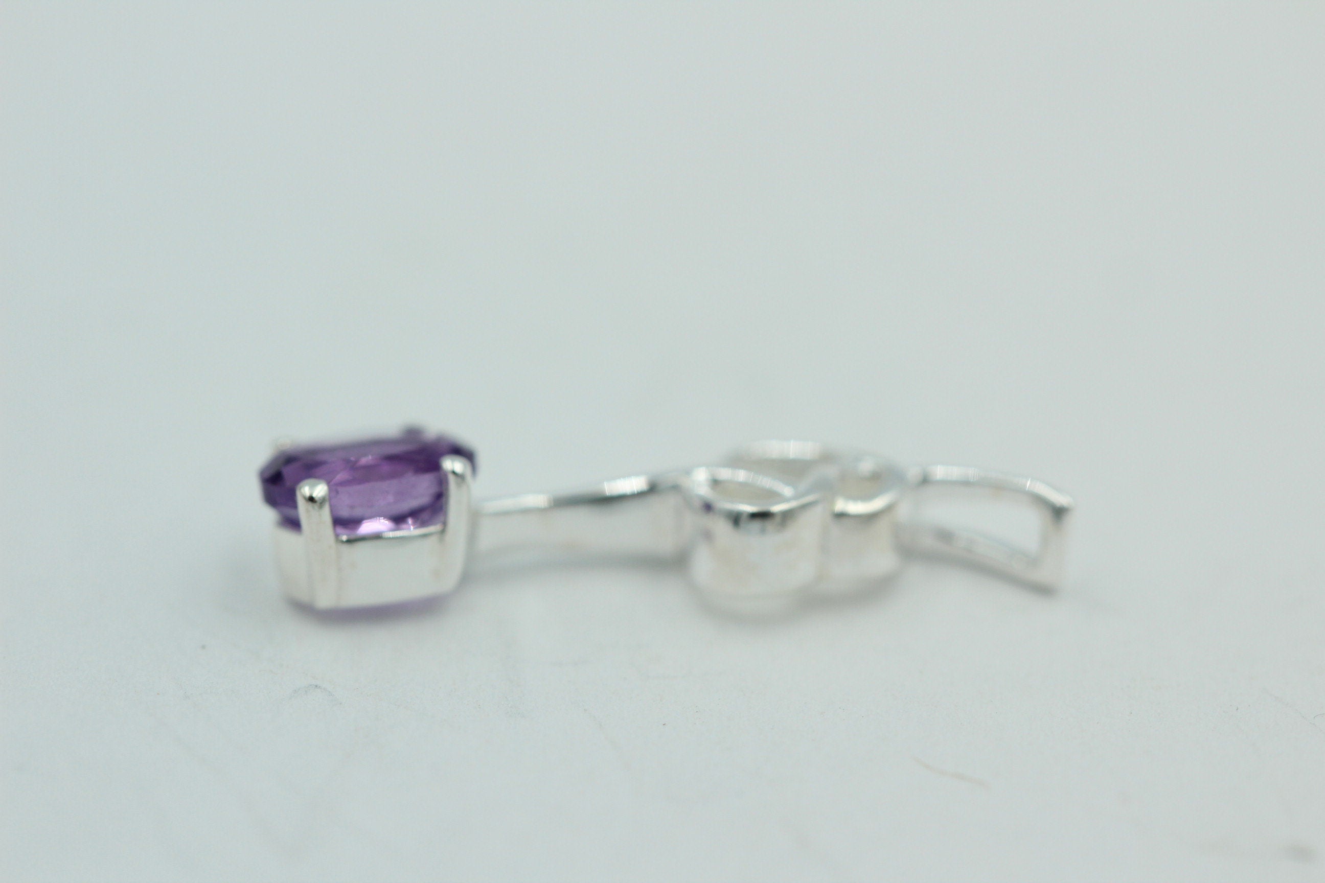 0,4 Carat Amethyst Anhänger 925 Silber Collier Kette Amethystanhänger Schmuck