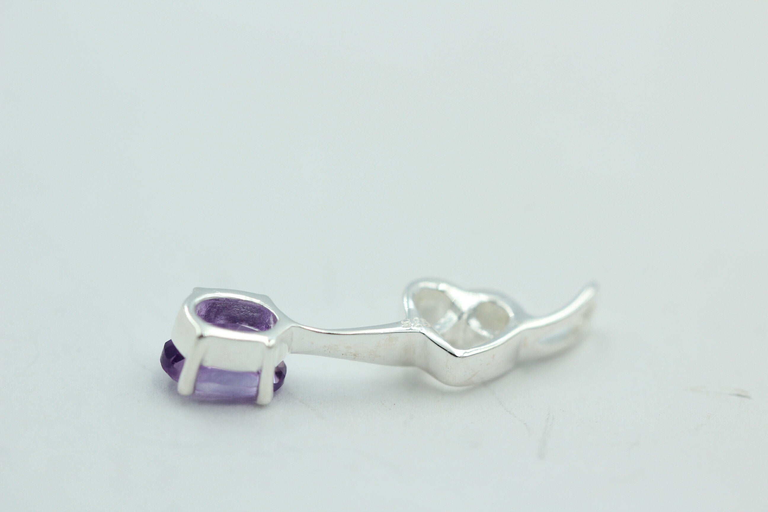 0,4 Carat Amethyst Anhänger 925 Silber Collier Kette Amethystanhänger Schmuck