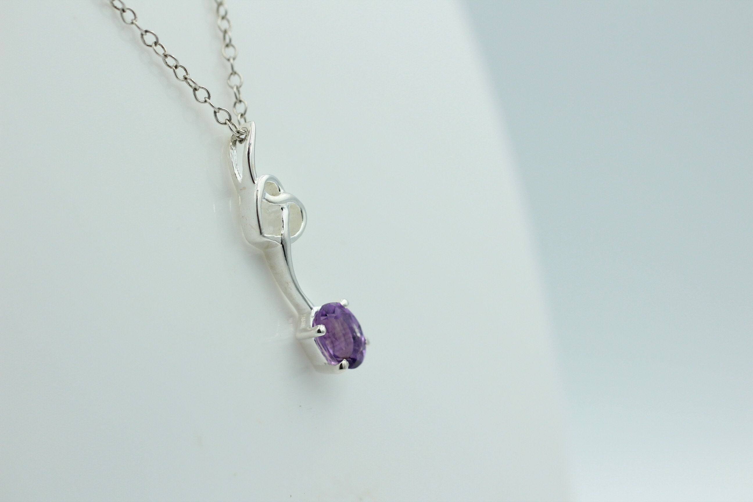 0,4 Carat Amethyst Anhänger 925 Silber Collier Kette Amethystanhänger Schmuck