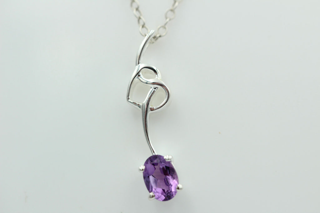 0,4 Carat Amethyst Anhänger 925 Silber Collier Kette Amethystanhänger Schmuck