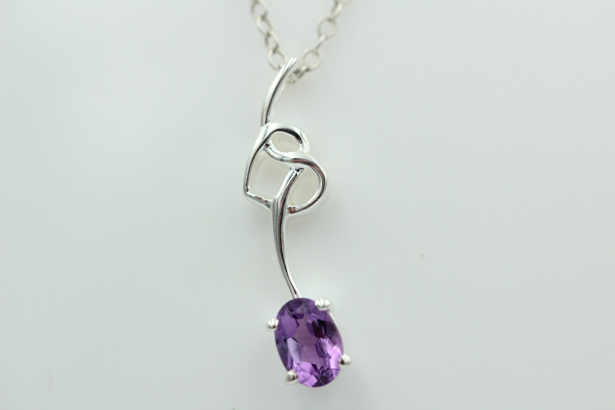 0,4 Carat Amethyst Anhänger 925 Silber Collier Kette Amethystanhänger Schmuck
