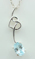 0,4 Carat Blautopas Anhänger 925 Silber Collier Kette Topasanhänger