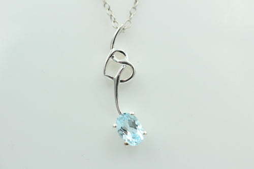 0,4 Carat Blautopas Anhänger 925 Silber Collier Kette Topasanhänger