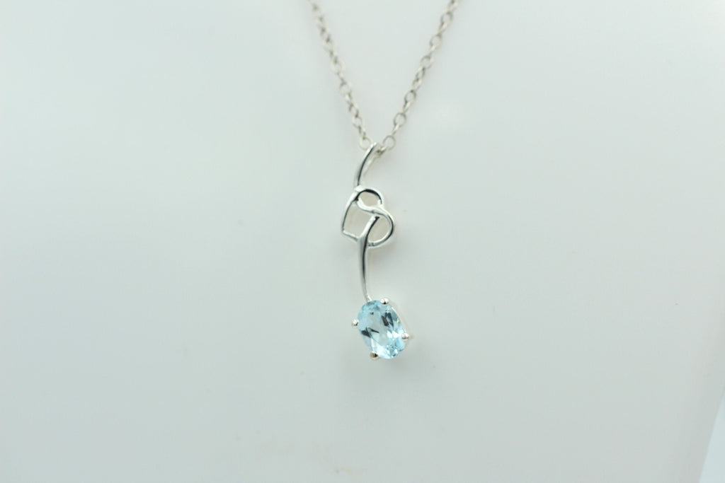 0,4 Carat Blautopas Anhänger 925 Silber Collier Kette Topasanhänger