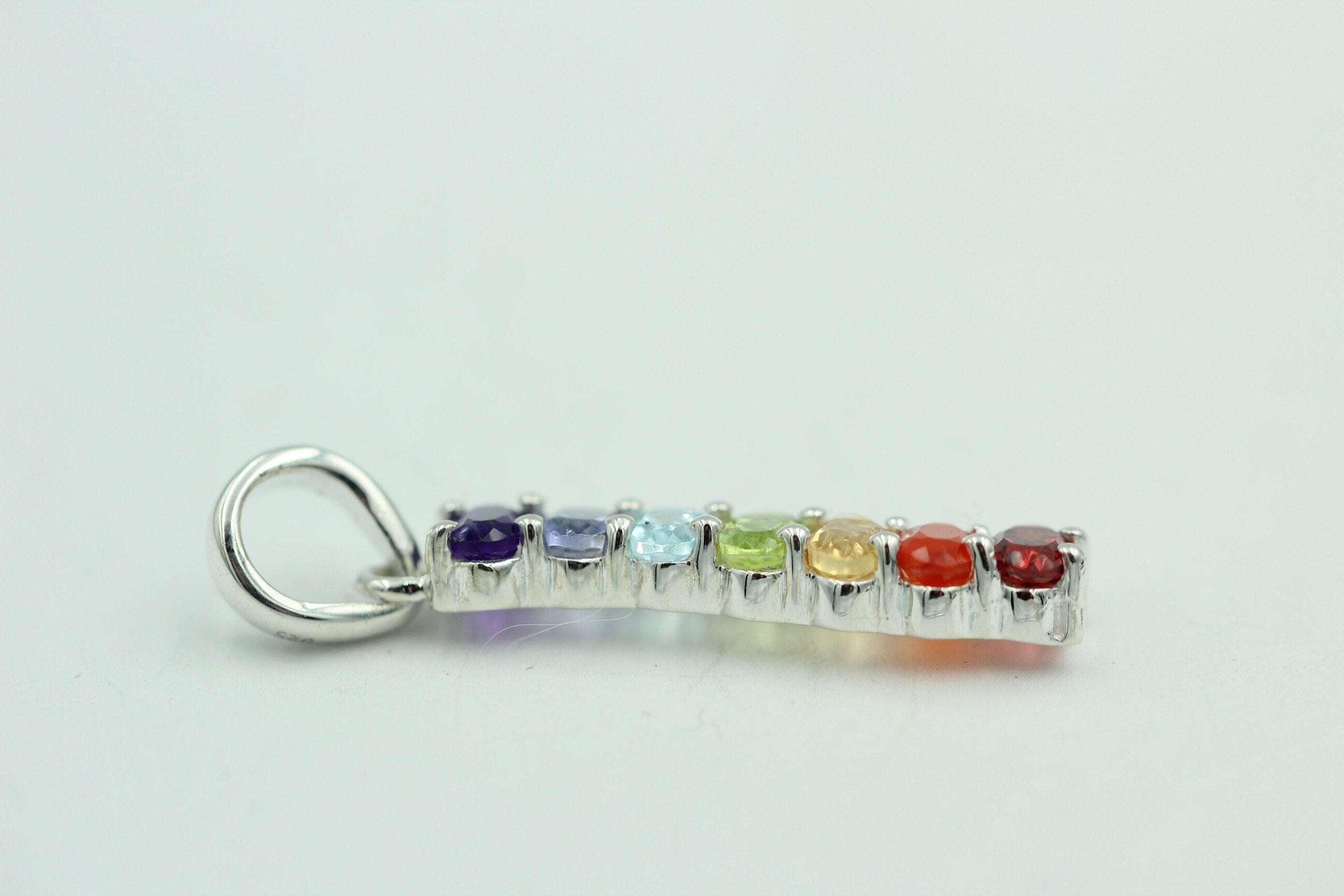 0,9 Carat Chakra Anhänger 925 Silber Collier Kette Chakraanhänger Top Edel