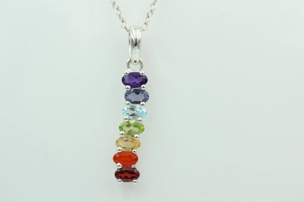 0,9 Carat Chakra Anhänger 925 Silber Collier Kette Chakraanhänger Top Edel