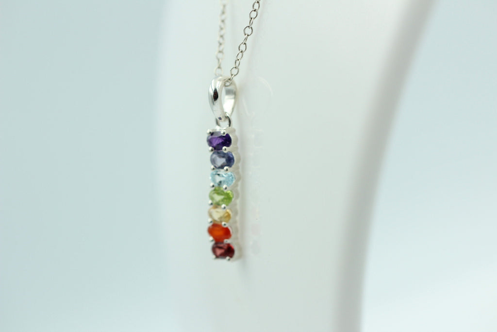 0,9 Carat Chakra Anhänger 925 Silber Collier Kette Chakraanhänger Top Edel