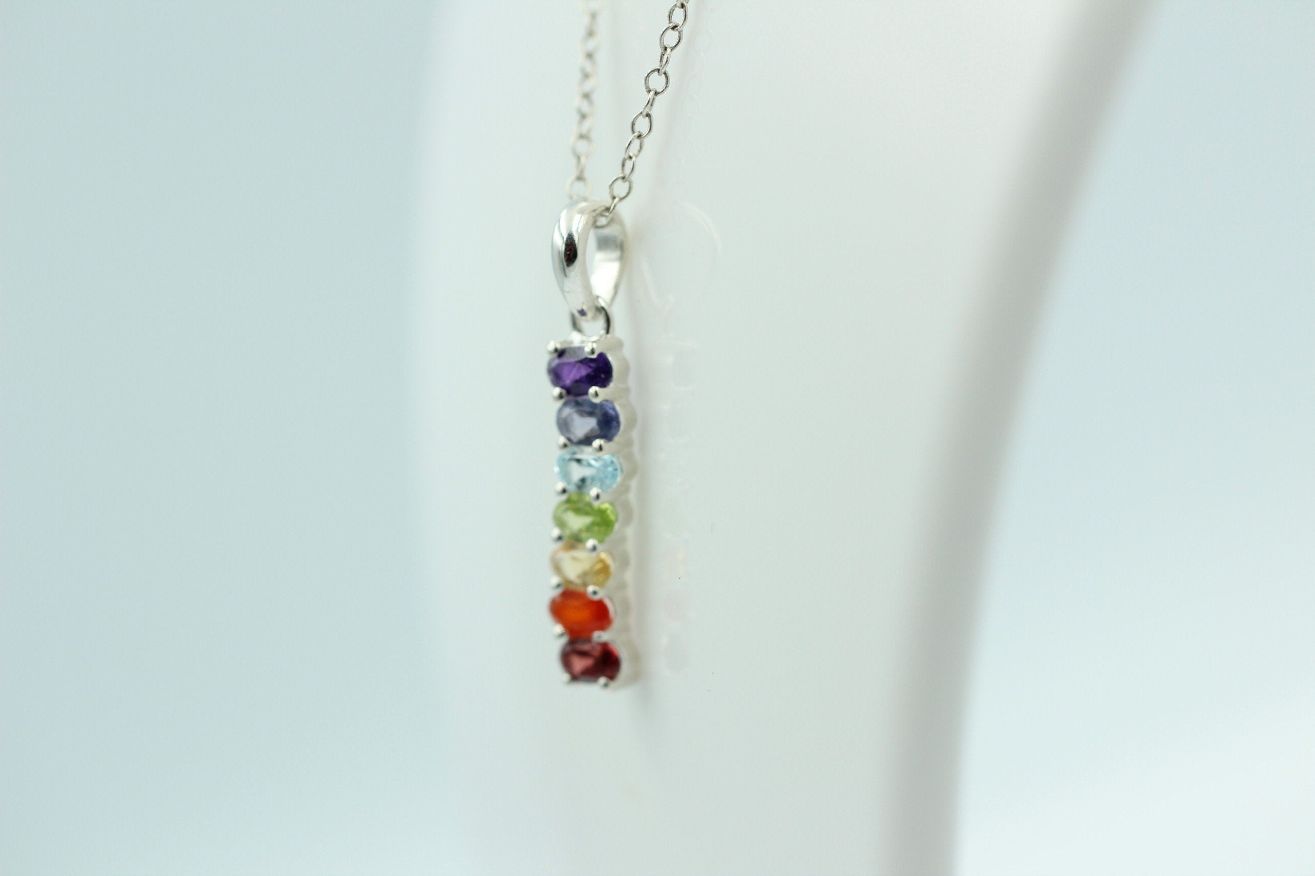 0,9 Carat Chakra Anhänger 925 Silber Collier Kette Chakraanhänger Top Edel