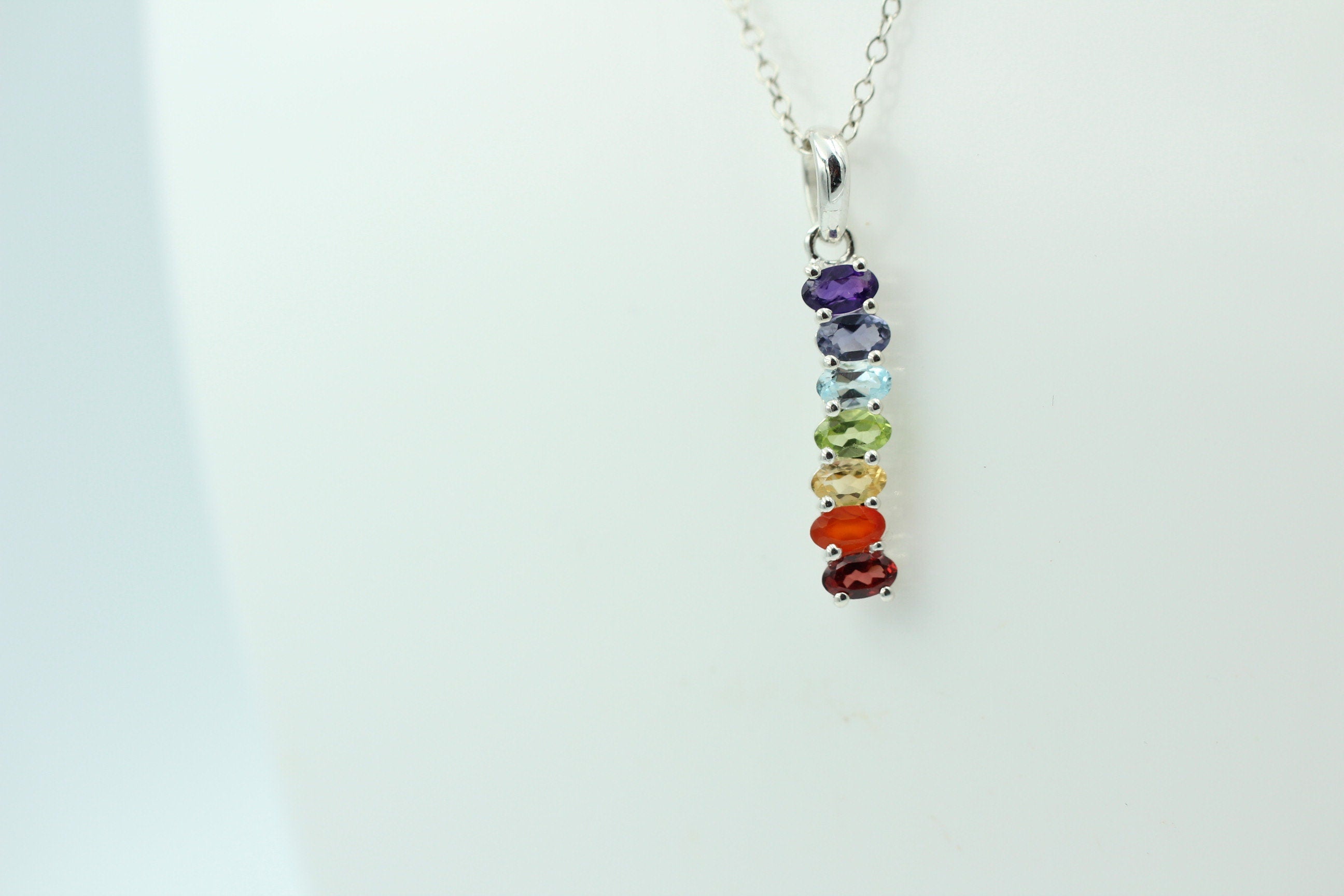 0,9 Carat Chakra Anhänger 925 Silber Collier Kette Chakraanhänger Top Edel