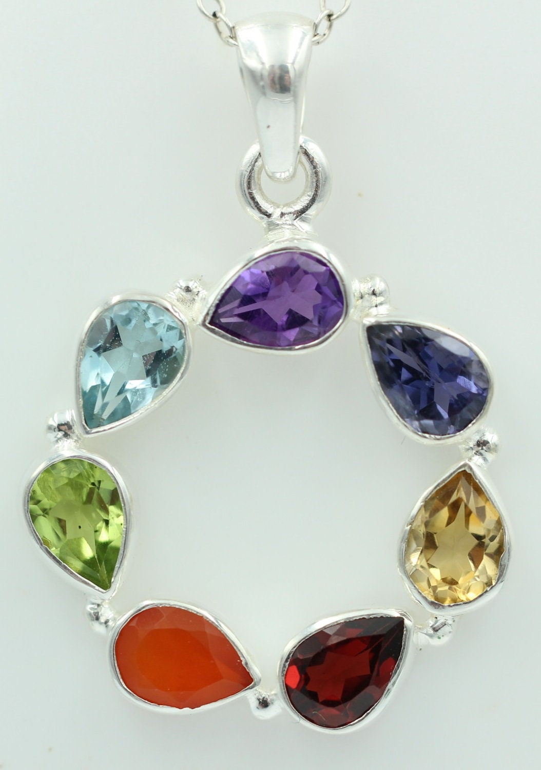 Chakra 4,9 Carat Anhänger 925 Silber Collier Charkraanhänger verschiedene Steine