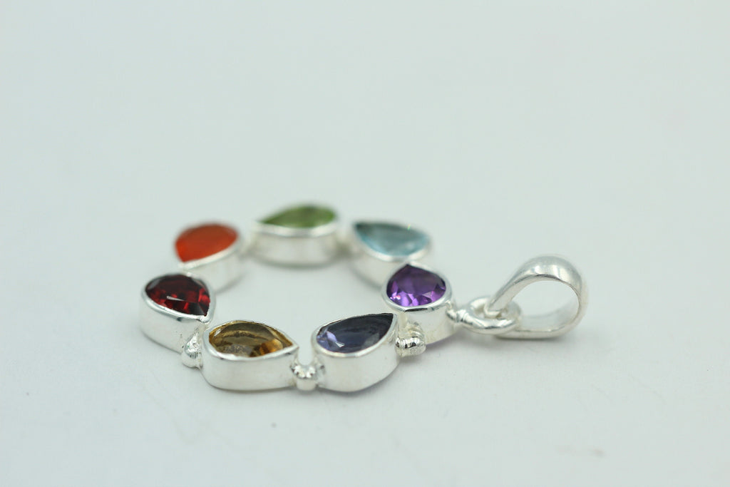 Chakra 4,9 Carat Anhänger 925 Silber Collier Charkraanhänger verschiedene Steine