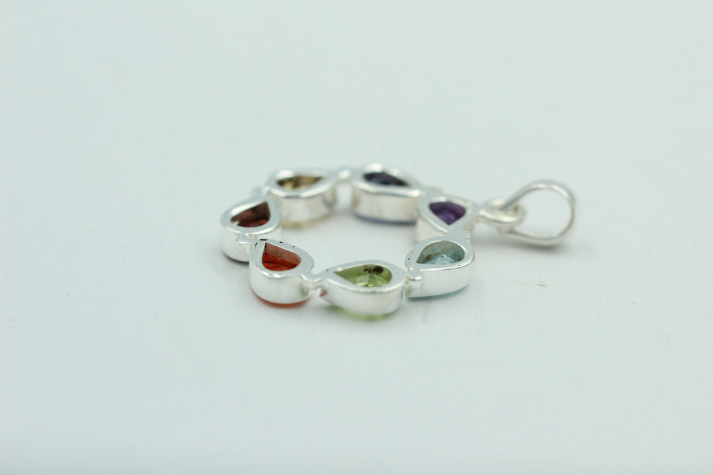 Chakra 4,9 Carat Anhänger 925 Silber Collier Charkraanhänger verschiedene Steine