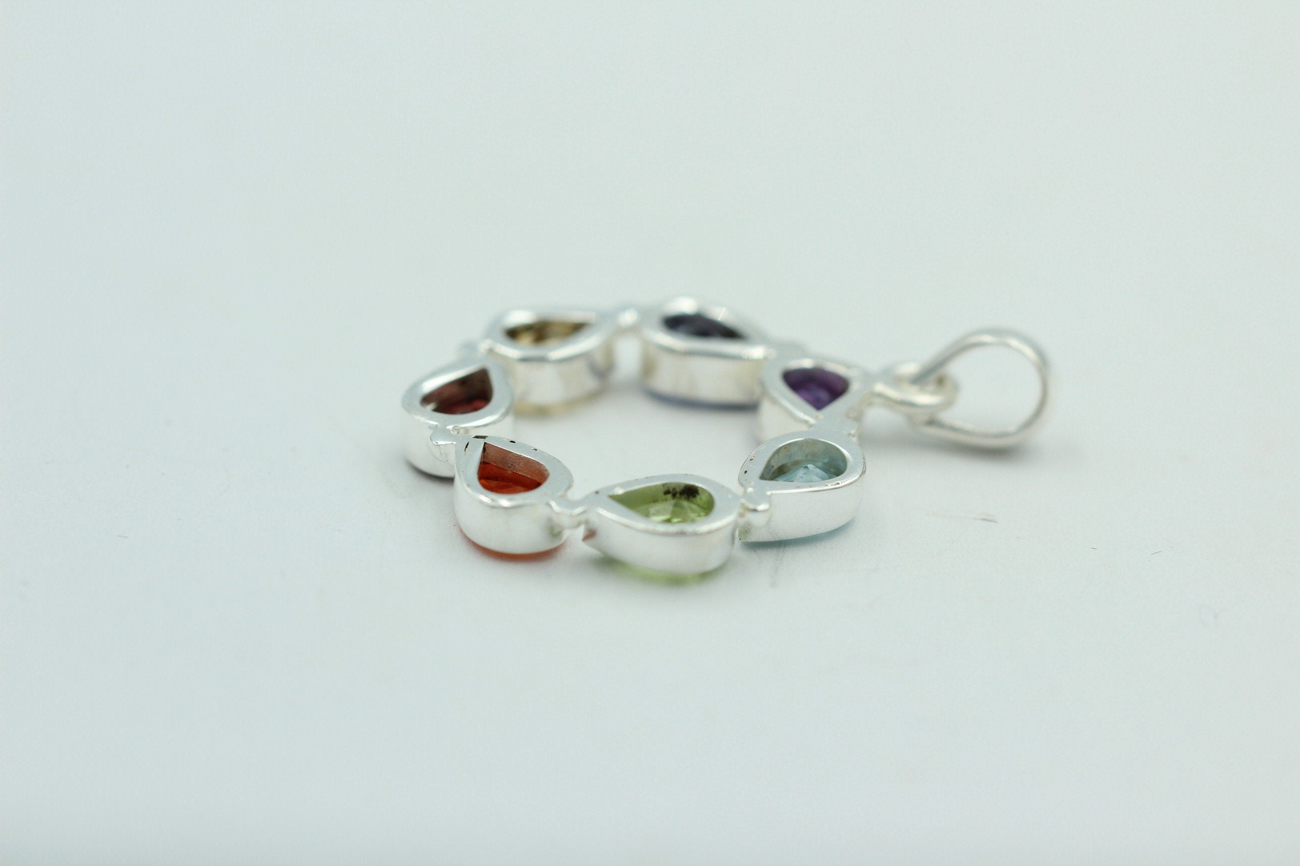Chakra 4,9 Carat Anhänger 925 Silber Collier Charkraanhänger verschiedene Steine