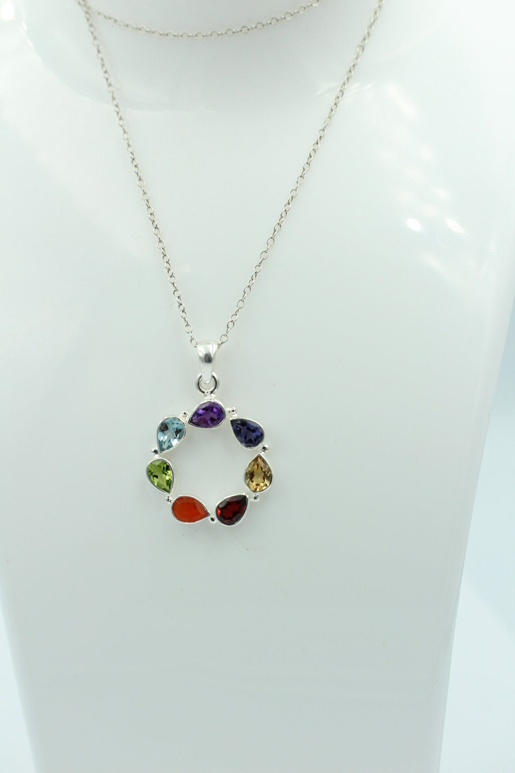 Chakra 4,9 Carat Anhänger 925 Silber Collier Charkraanhänger verschiedene Steine