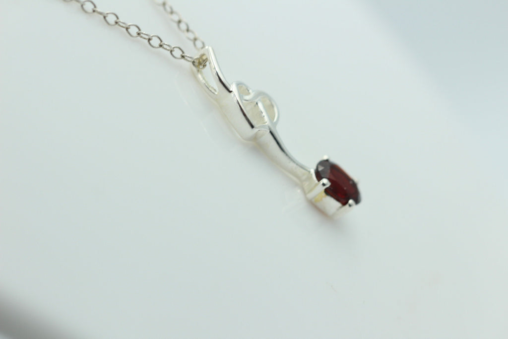 0,4 Carat Granat Anhänger 925 Silber Collier Kette Granatanhänger Granatschmuck