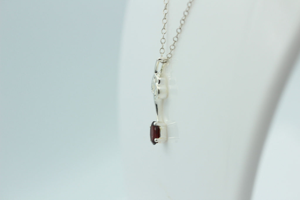 0,4 Carat Granat Anhänger 925 Silber Collier Kette Granatanhänger Granatschmuck