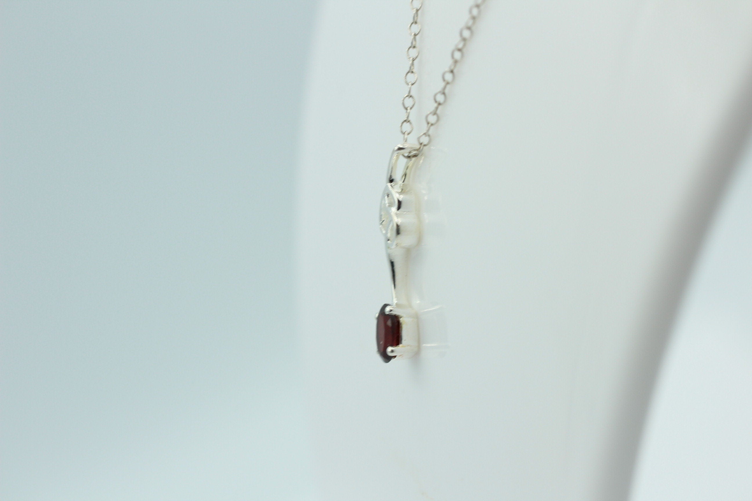0,4 Carat Granat Anhänger 925 Silber Collier Kette Granatanhänger Granatschmuck