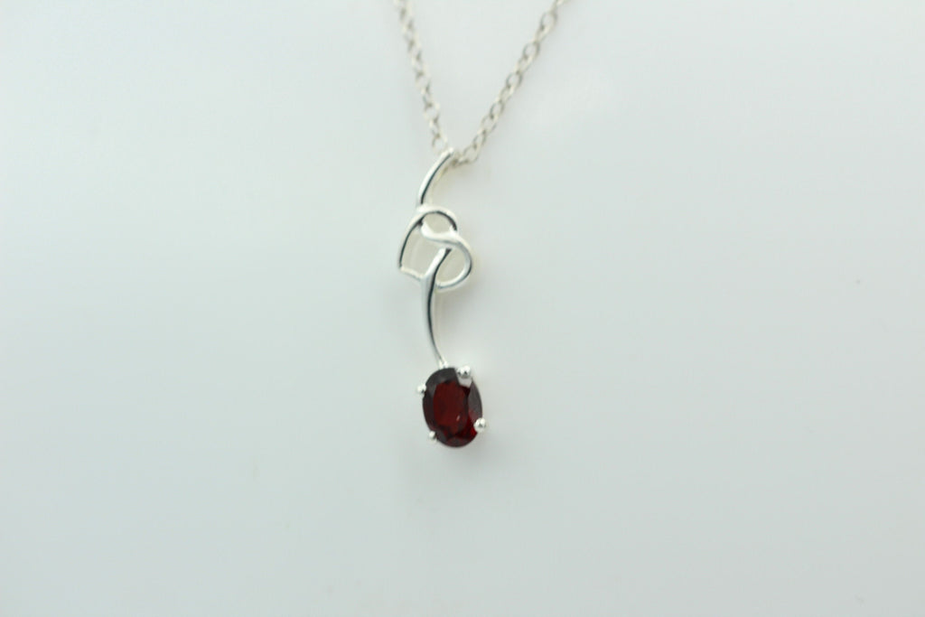 0,4 Carat Granat Anhänger 925 Silber Collier Kette Granatanhänger Granatschmuck