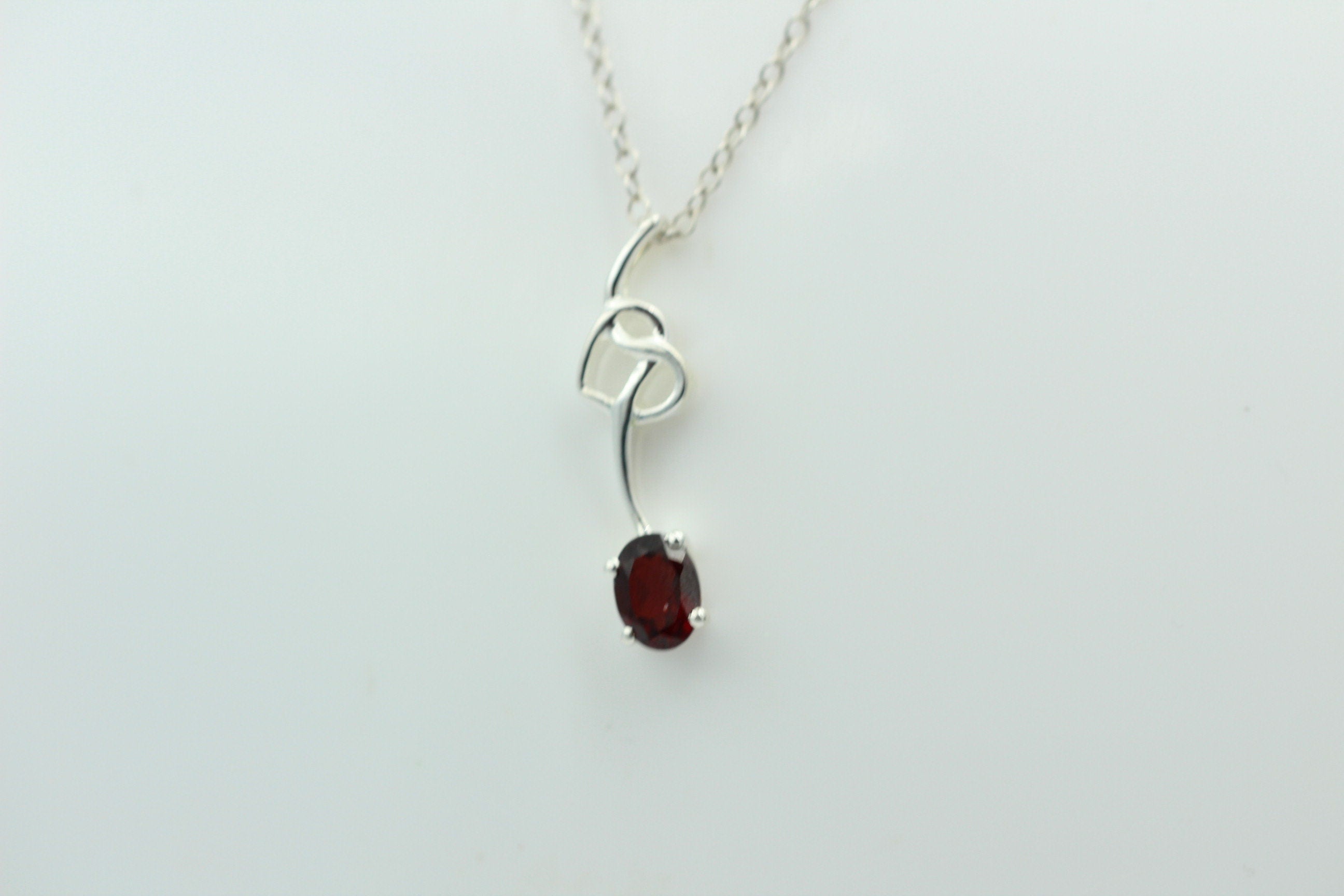 0,4 Carat Granat Anhänger 925 Silber Collier Kette Granatanhänger Granatschmuck