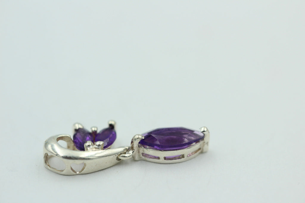 Edler 1,3 Carat Amethyst Design Anhänger 925 Silber Collier Kette Top